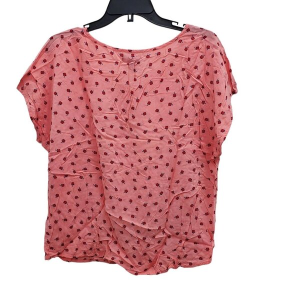 Old Navy Woman's Pink Red Apple Print Boxy Short Sleeve Light‎ Top Plus Size XXL - Picture 5 of 5